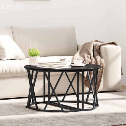 vidaXL Dohányzóasztal Musta tammi 80 x 80 x 42 cm Műszaki fa és acél
