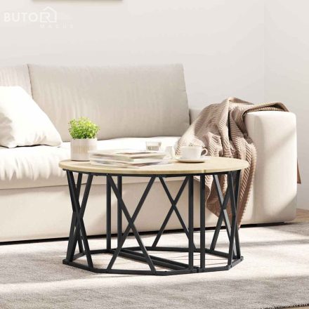 vidaXL Dohányzóasztal sonoma tölgy 80 x 80 x 42 cm Műszaki fa és acél