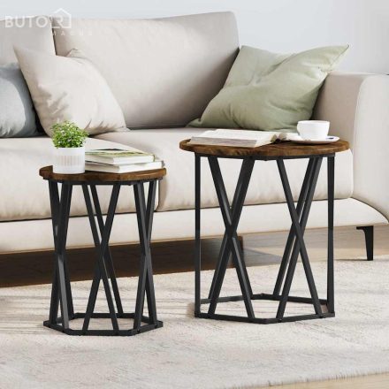 vidaXL Dohányzóasztal 2 pcs Füstölt tölgy 50 x 50 x 50 cm