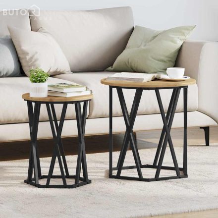 vidaXL Dohányzóasztal 2 pcs kézműves tölgy 50 x 50 x 50 cm