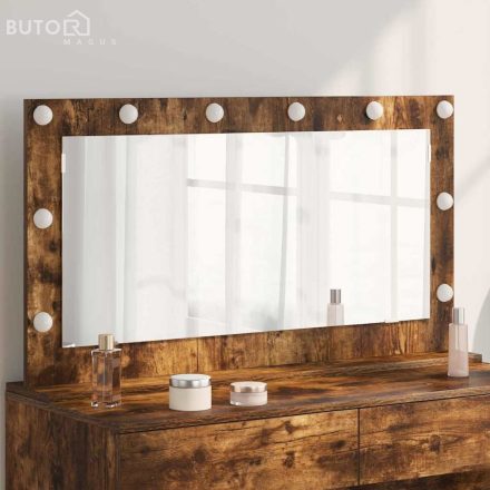 vidaXL pipere tükör Füstölt tölgy Fa, Üveg 100 x 55 x 18 cm Pipere tükör