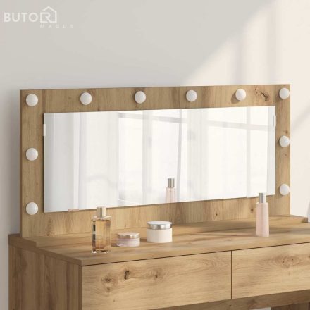 vidaXL LED világítással ellátott sminktükör Kézműves tölgy 100x45x18 cm