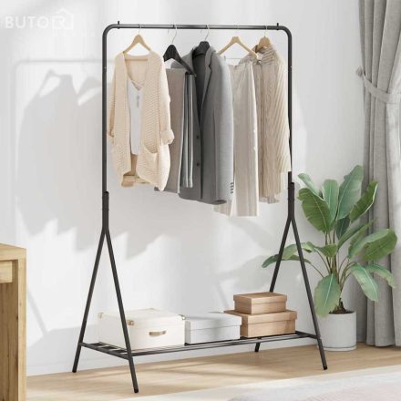 vidaXL Ruhafogó polcokkal tárolóval Fekete 100 x 56 x 154 cm Acél