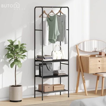 vidaXL Ruhatartó polcokkal Musta tammi 60 x 30 x 171 cm Faanyag