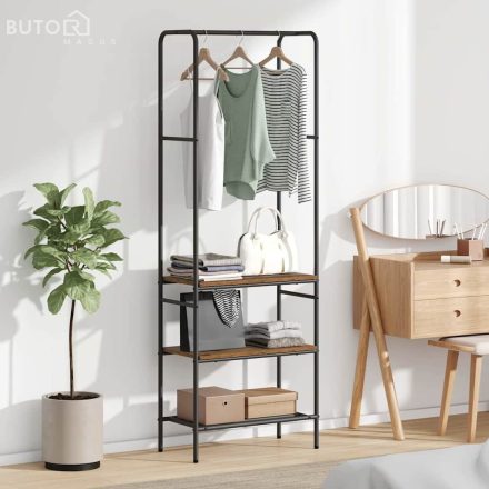 vidaXL Ruhatartó polcokkal polcokkal Régi fa 60 x 30 x 171 cm Faanyag