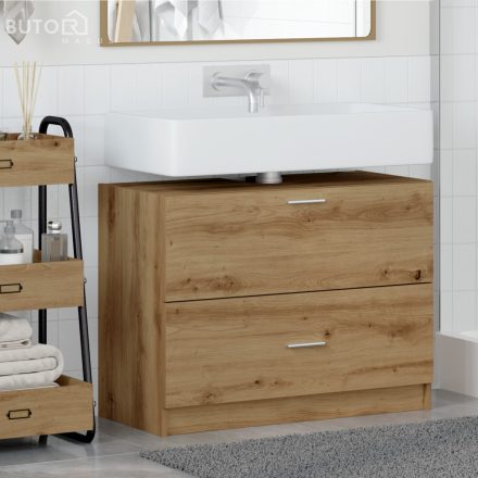 vidaXL Mosdószekrény Mesteri Tölgy 78x37x59 cm Műanyag