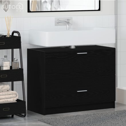 vidaXL Mosdószekrény Fekete tölgy 78x37x59 cm Műanyag