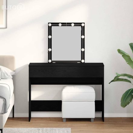 vidaXL Öltöztetőasztal fiókkal Musta tammi 100 x 40 x 130 cm Faanyag