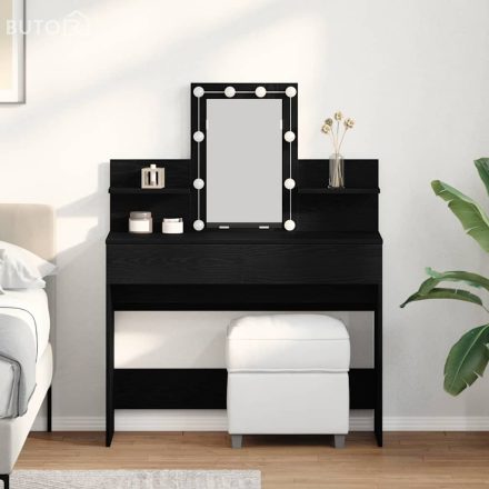 vidaXL Sminktükör fiókkal Musta tammi 100 x 40 x 130 cm Faanyag