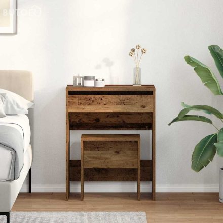 vidaXL Sminkasztal fiókkal tárolóval Öreg fa 60 x 40 x 75 cm Faanyag