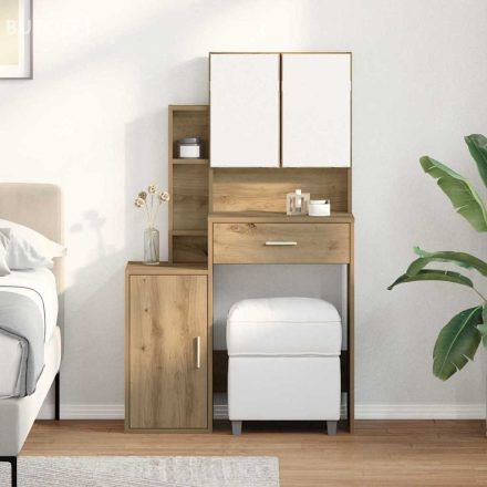 vidaXL Öltöztetőasztal fiókkal kézműves tölgy 80 x 35 x 132 cm Faanyag