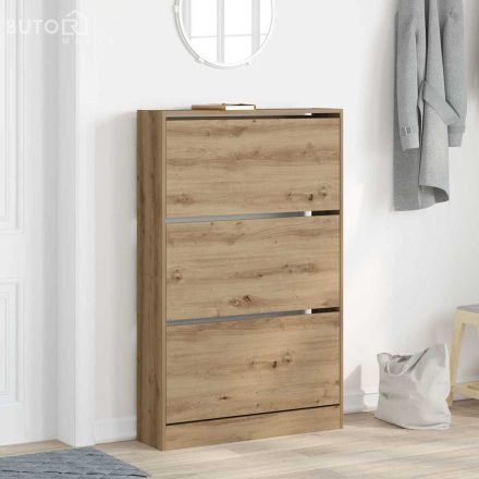 vidaXL Cipőszekrény ajtóval kézműves tölgy 80 x 21 x 125.5 cm Faanyag