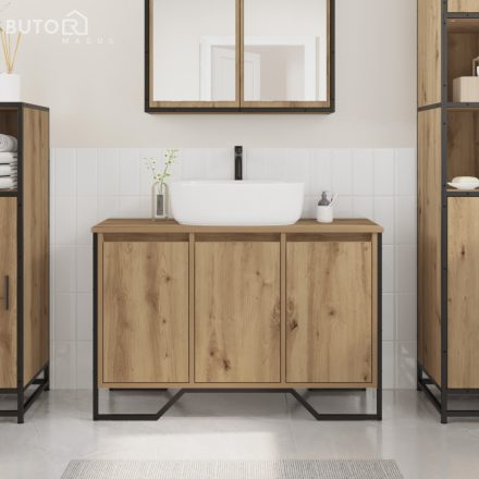 vidaXL Mosdószekrény Mesteri tölgy 91x35x60 cm Mérnöki fa