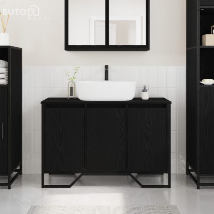 vidaXL Fürdőszobai mosdószekrény Fekete tölgy 91x35x60 cm Szerelt fa