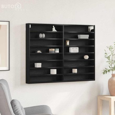 vidaXL Kiállító Szekrény Musta tammi 100 x 8.5 x 75 cm Faanyag