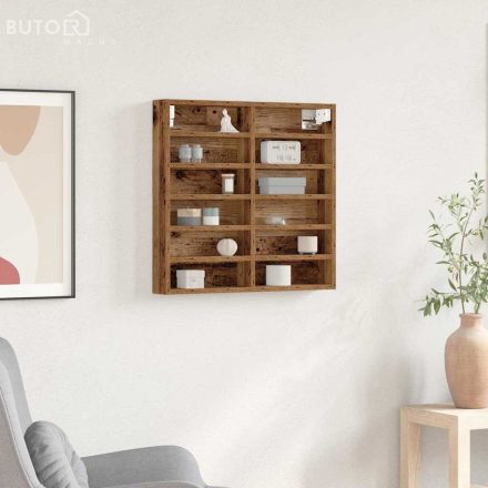 vidaXL Kiállító Szekrény polcokkal Öreg fa 60 x 8.5 x 58 cm Faanyag