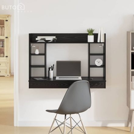 vidaXL falra szerelhető íróasztal fekete tölgy 105x48x75 cm szerelt fa