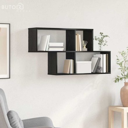 vidaXL Fali Polc polcokkal Musta tammi 100 x 20 x 53 cm Faanyag
