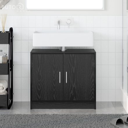 vidaXL mosdó szekrény fekete tölgy 63x29x55 cm mérnöki fa