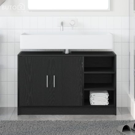 vidaXL Mosogató Szekrény Fekete Tölgy 90x29x55 cm Mérnökfa