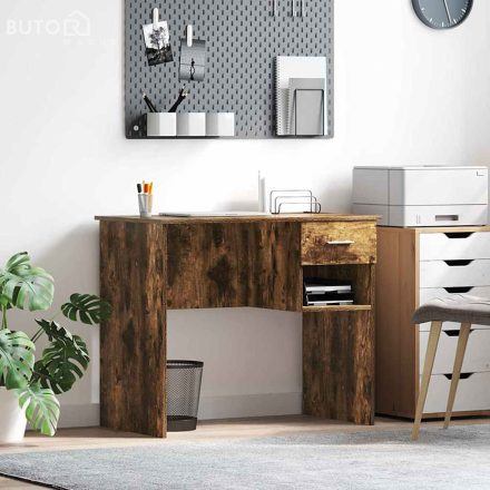 vidaXL Tárolós asztal Füstölt tölgy 90x49.5x75 cm Mérnöki fa