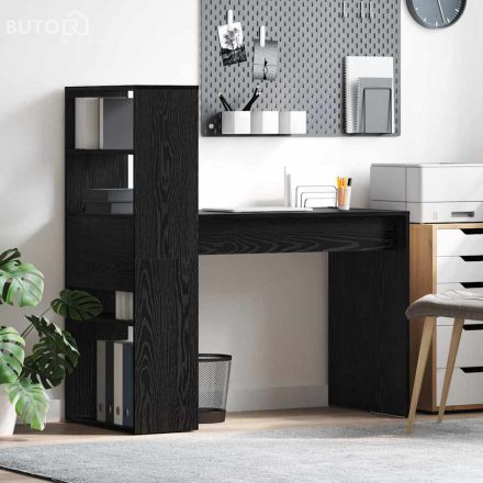 vidaXL Asztal polcokkal Musta tammi 113 x 54 x 120 cm Faanyag
