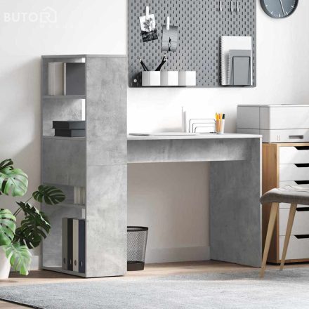 vidaXL Asztal polcokkal Beton szürke 113 x 54 x 120 cm Faanyag