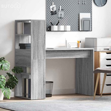 vidaXL Asztal polcokkal Szürke sonoma 113 x 54 x 120 cm Faanyag