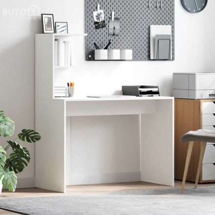 vidaXL Asztal polcokkal tárolóval Fehér 102 x 50 x 124 cm Faanyag