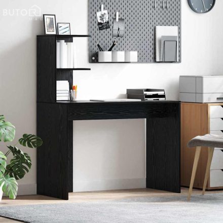 vidaXL Asztal polcokkal Musta tammi 102 x 50 x 124 cm Faanyag