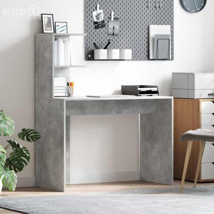 vidaXL Asztal polcokkal Beton szürke 102 x 50 x 124 cm Faanyag