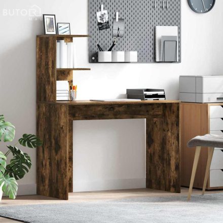 vidaXL Asztal polcokkal Füstölt tölgy 102 x 50 x 124 cm Faanyag