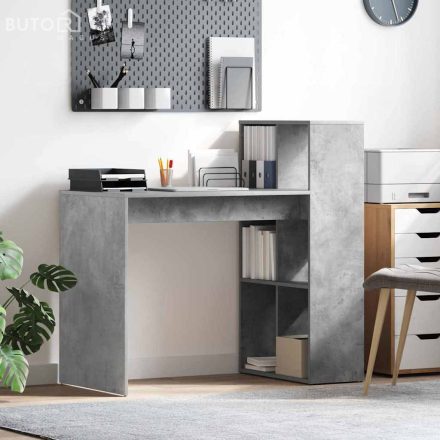vidaXL Íróasztal Beton szürke Mérnöki fa betonfelülettel Közepes