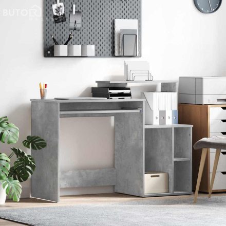vidaXL Íróasztal tárolóval Beton szürke 120.5 x 44 x 88.5 cm Faanyag
