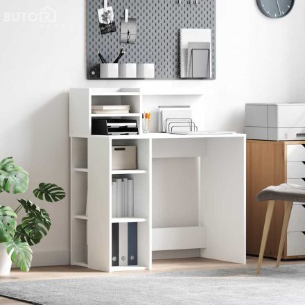vidaXL Tárolós íróasztal Fehér 90x48x101.5 cm Mérnökileg megmunkált fa