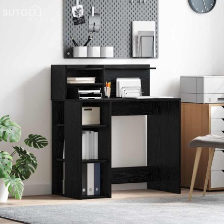 vidaXL Íróasztal tárolóval Fekete tölgy 90 x 48 x 101.5 cm Faanyag