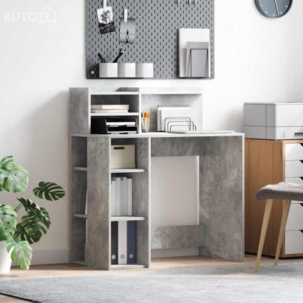 vidaXL Íróasztal tárolóval Beton szürke 90 x 48 x 101.5 cm Faanyag