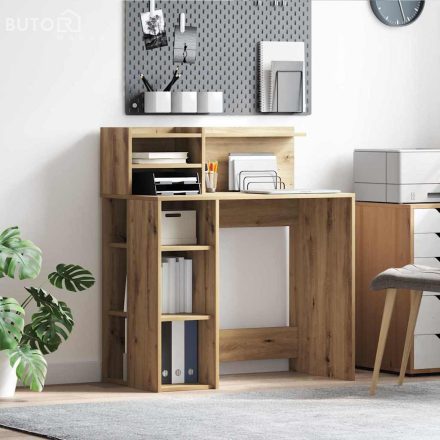 vidaXL Íróasztal tárolóval kézműves tölgy 90 x 48 x 101.5 cm Faanyag