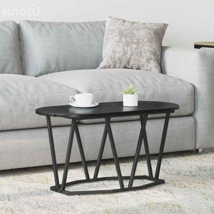 vidaXL Dohányzóasztal Fekete tölgy 80 x 40 x 40,5 cm Mérnöki fa és fém