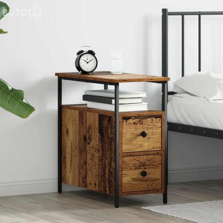 vidaXL Éjjeliszekrény 2 pcs Régi fa 30 x 60 x 60 cm Vas és faforgács