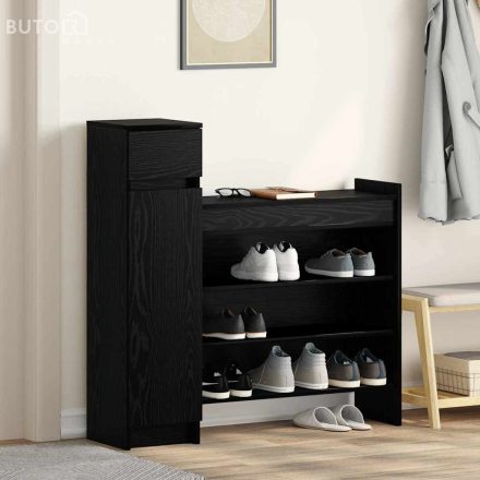 vidaXL Cipősszekrény fiókkal Musta tammi 100.5 x 28 x 100 cm Faanyag