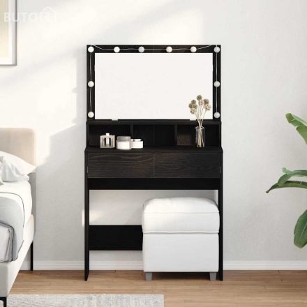 vidaXL Öltözködőasztal fiókkal Musta tammi 80 x 41 x 134,5 cm Faanyag