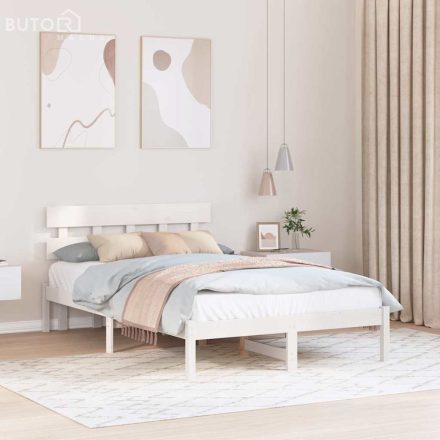 vidaXL Ágykeret Fejvéggel Fehér 120x200 cm Tömörfa Fenyő