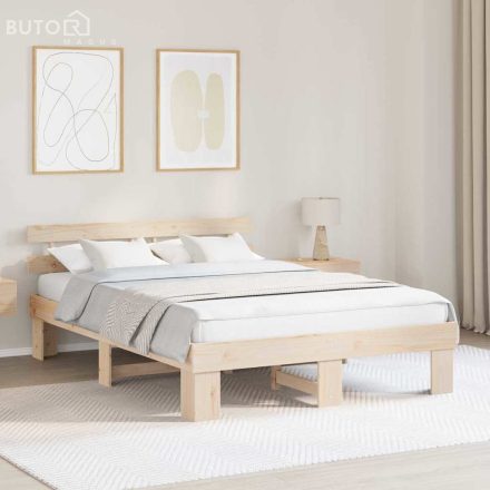 vidaXL Ágykeret fejtámlával Barna 150 x 200 cm Tömör fenyőfa