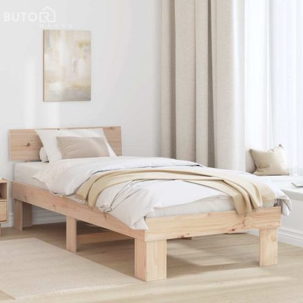 vidaXL Ágykeret fejtámlával Barna 90 x 200 cm Tömör fenyőfa