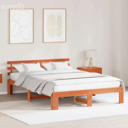 vidaXL Ágykeret fejtámlával Barna 150 x 200 cm Tömör fenyőfa