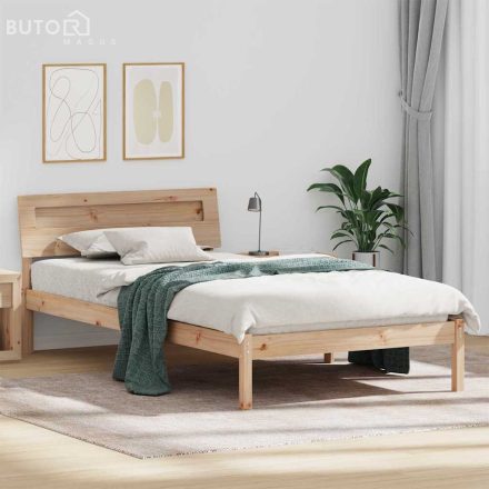 vidaXL Ágykeret LED -es lámpákkal fejtámlával Barna 100 x 200 cm Tömör fenyőfa