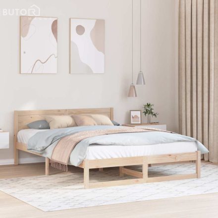 vidaXL Ágykeret Természetes Fenyőfa 150 x 200 cm Egyszerű Ágykeret