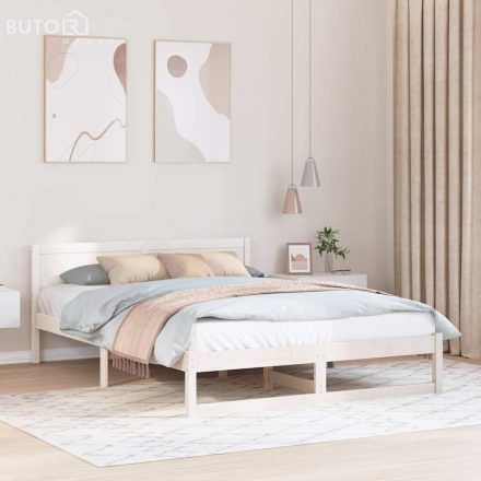 vidaXL Ágykeret Fehér Tömörfa 150 x 200 cm Tartós Ágykeret
