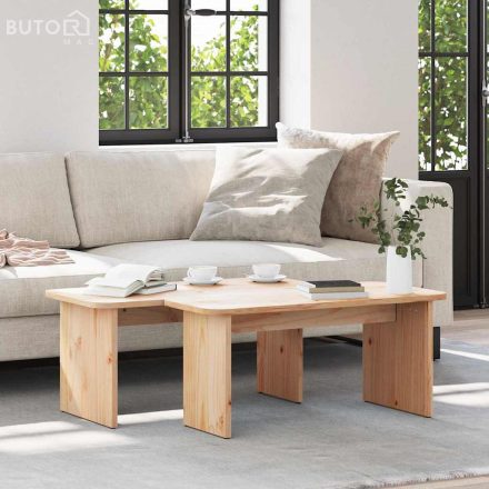 vidaXL Dohányzóasztal 2 pcs Természetes 100 x 69 x 35.5 cm